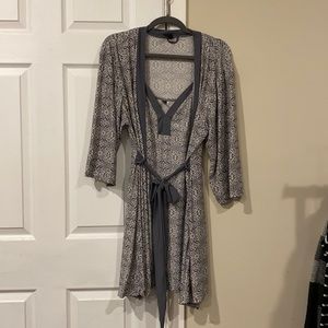 Gray and white robe and gown set